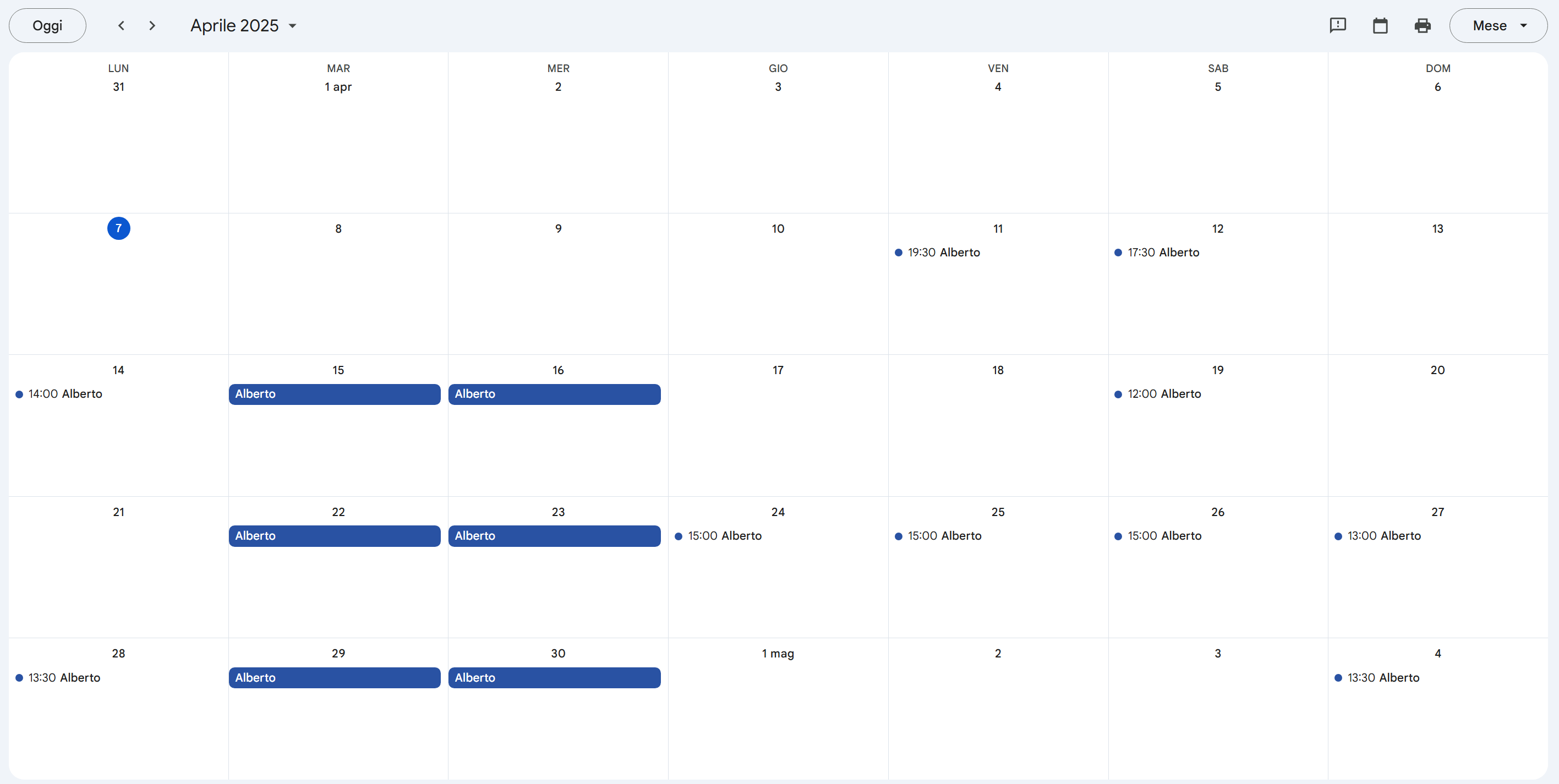 Calendar screenshot
